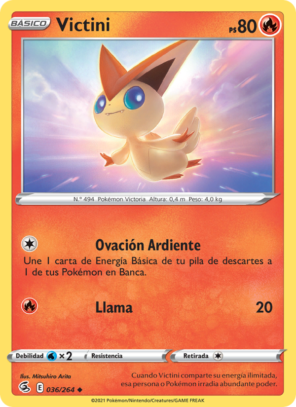 Victini 36 — Fusion Strike (Spanish Pokémon TCG card)