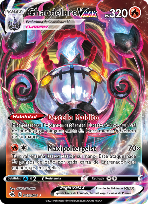 Chandelure VMAX 40 — Fusion Strike (Spanish Pokémon TCG card)