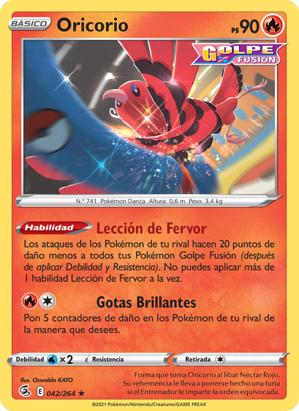 Oricorio 42 — Fusion Strike (Spanish Pokémon TCG card)