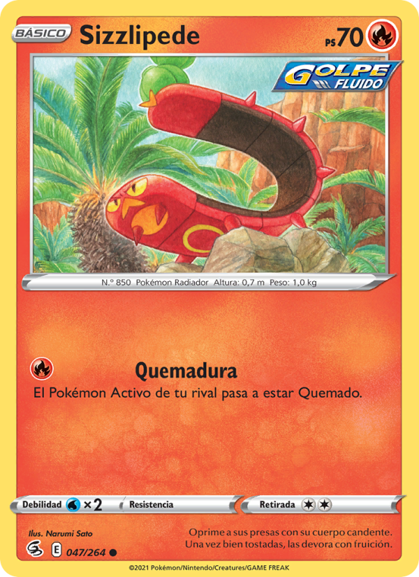 Sizzlipede 47 — Fusion Strike (Spanish Pokémon TCG card)