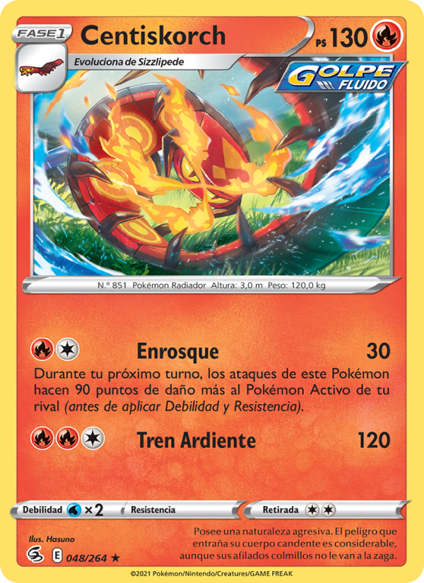 Centiskorch 48 — Fusion Strike (Spanish Pokémon TCG card)