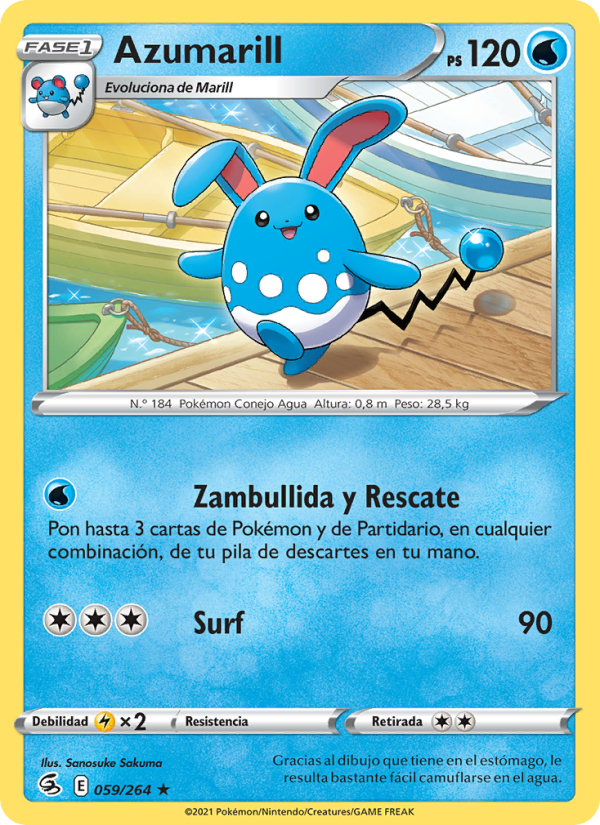 Azumarill 59 — Fusion Strike (Spanish Pokémon TCG card)
