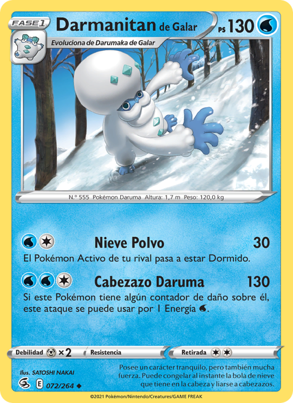 Darmanitan de Galar 72 — Fusion Strike (Spanish Pokémon TCG card)