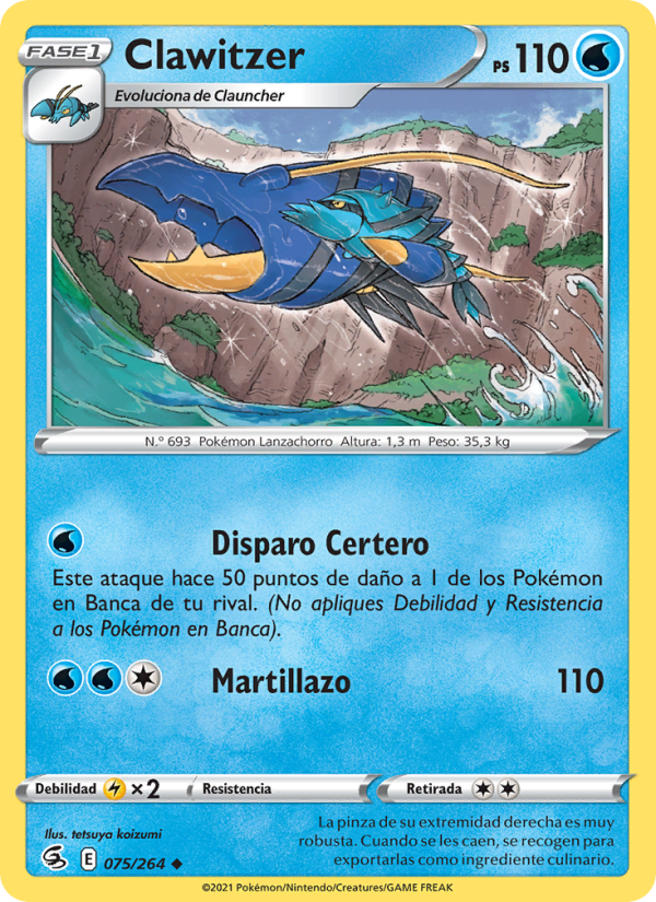 Clawitzer 75 — Fusion Strike (Spanish Pokémon TCG card)