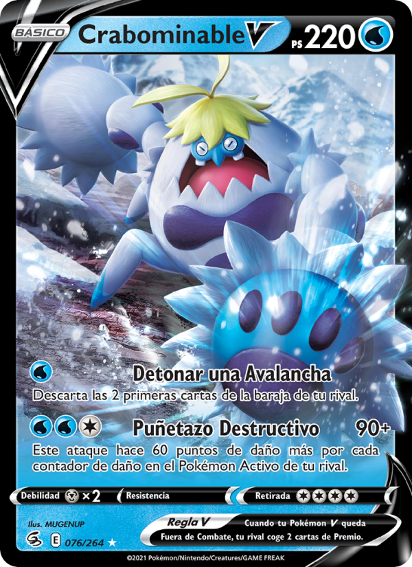 Crabominable V 76 — Fusion Strike (Spanish Pokémon TCG card)