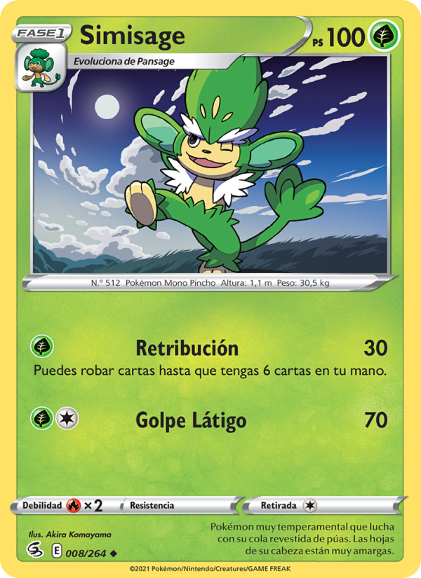 Simisage 8 — Fusion Strike (Spanish Pokémon TCG card)