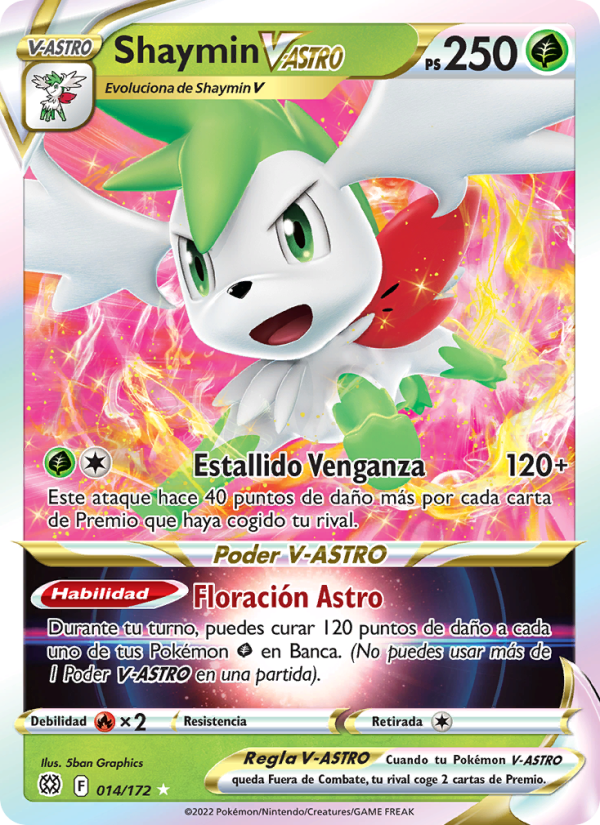 Shaymin V-ASTRO 014 — Brilliant Stars (Spanish Pokémon TCG card)