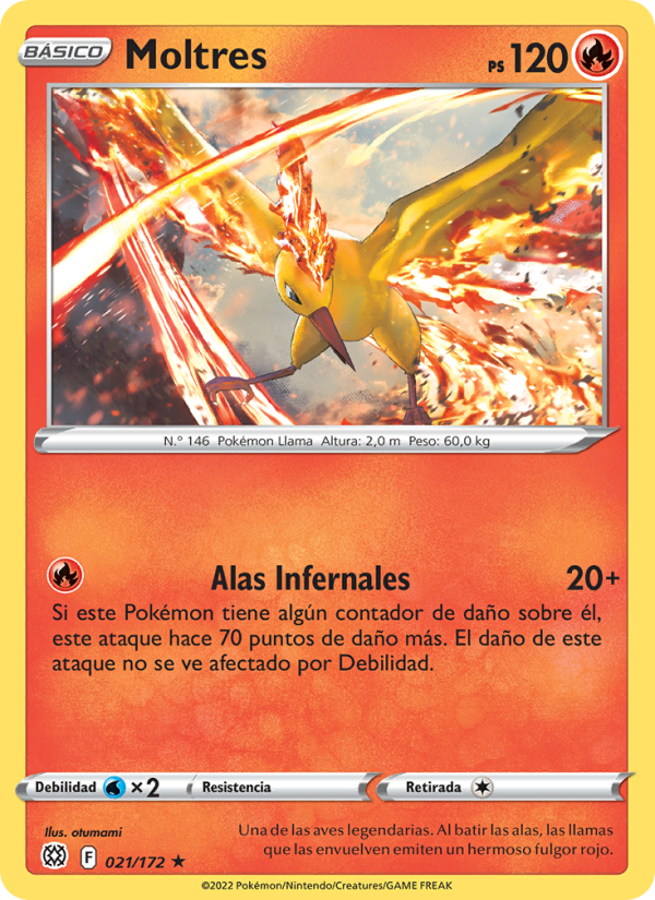 Moltres 021 — Brilliant Stars (Spanish Pokémon TCG card)