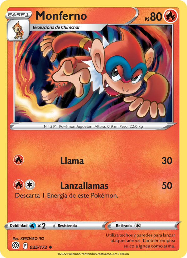 Monferno 025 — Brilliant Stars (Spanish Pokémon TCG card)