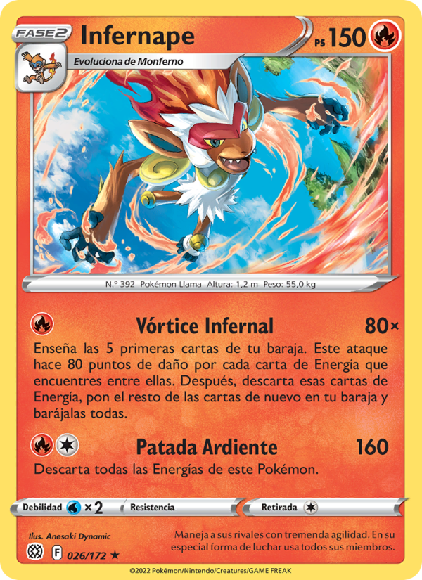 Infernape 026 — Brilliant Stars (Spanish Pokémon TCG card)