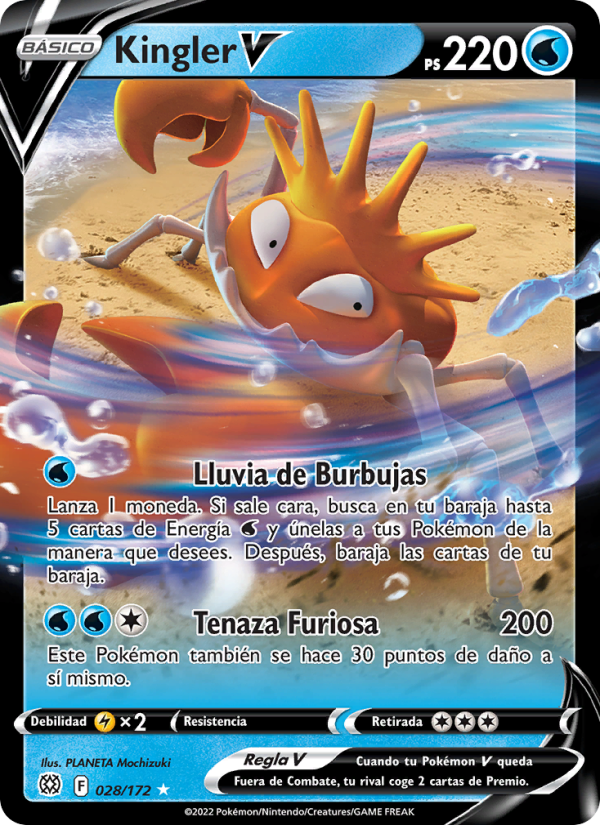 Kingler V 028 — Brilliant Stars (Spanish Pokémon TCG card)