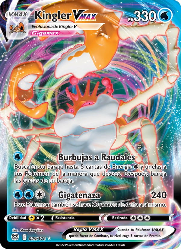 Kingler VMAX 029 — Brilliant Stars (Spanish Pokémon TCG card)
