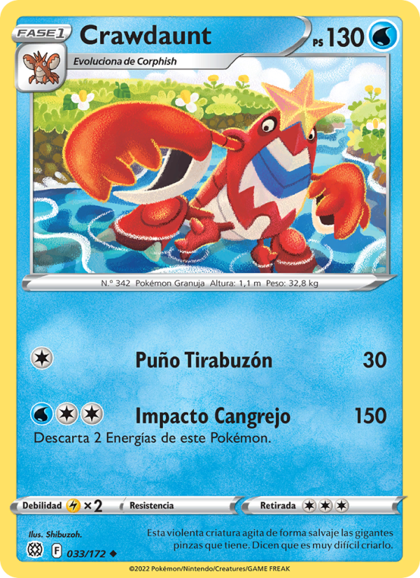 Crawdaunt 033 — Brilliant Stars (Spanish Pokémon TCG card)