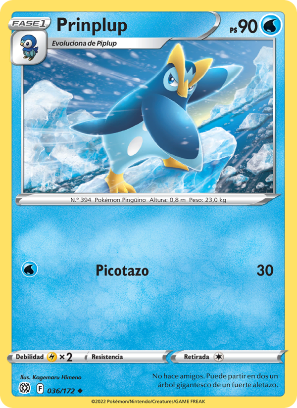 Prinplup 036 — Brilliant Stars (Spanish Pokémon TCG card)