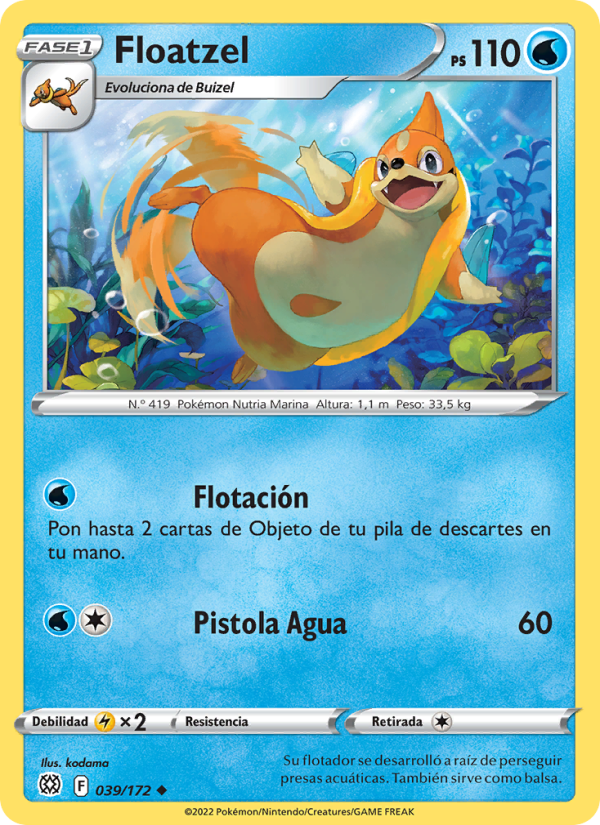 Floatzel 039 — Brilliant Stars (Spanish Pokémon TCG card)