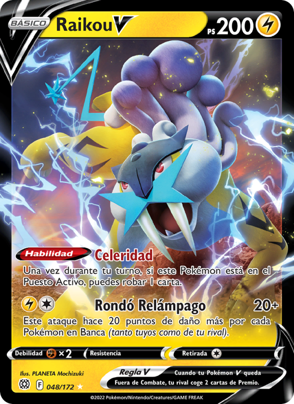 Raikou V 048 — Brilliant Stars (Spanish Pokémon TCG card)