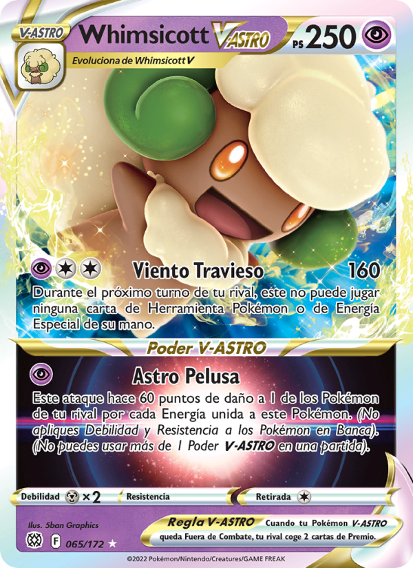 Whimsicott V-ASTRO 065 — Brilliant Stars (Spanish Pokémon TCG card)
