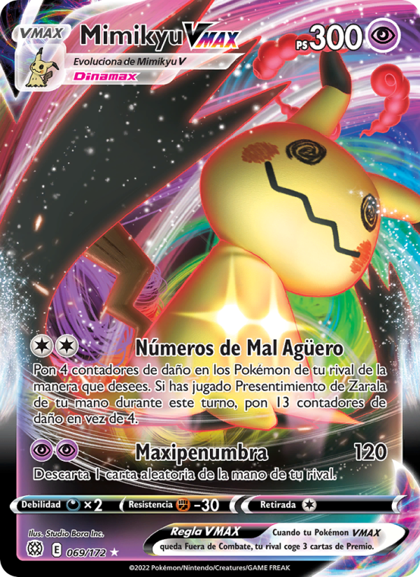 Mimikyu VMAX 069 — Brilliant Stars (Spanish Pokémon TCG card)