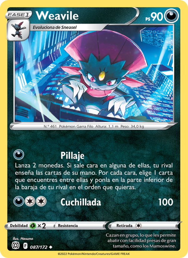 Weavile 087 — Brilliant Stars (Spanish Pokémon TCG card)