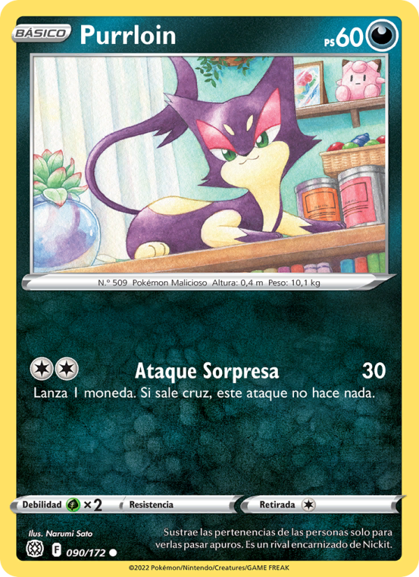 Purrloin 090 — Brilliant Stars (Spanish Pokémon TCG card)