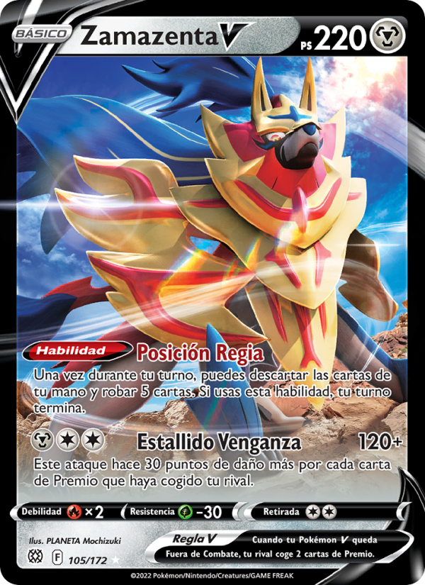 Zamazenta V 105 — Brilliant Stars (Spanish Pokémon TCG card)