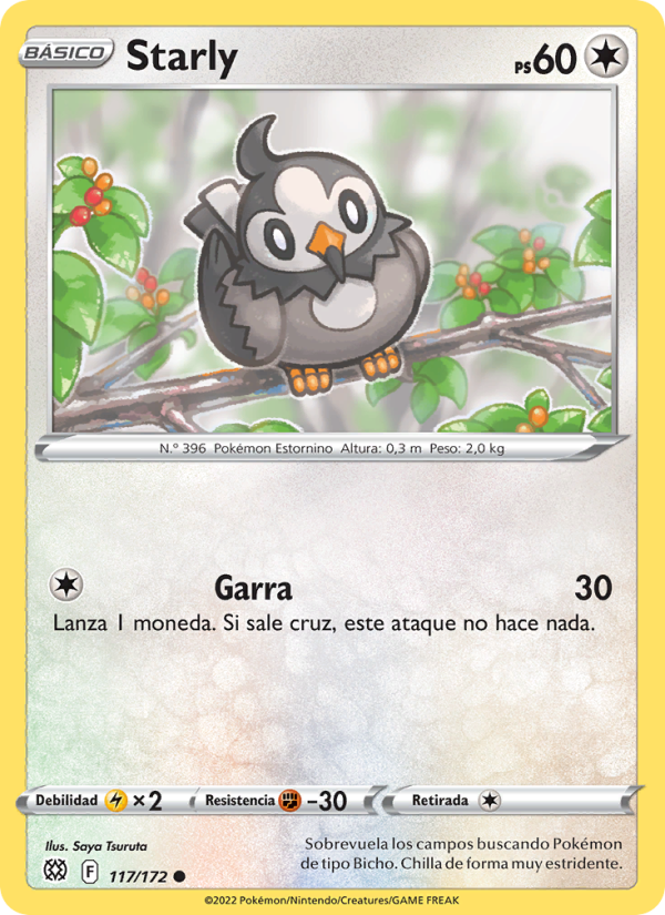 Starly 117 — Brilliant Stars (Spanish Pokémon TCG card)