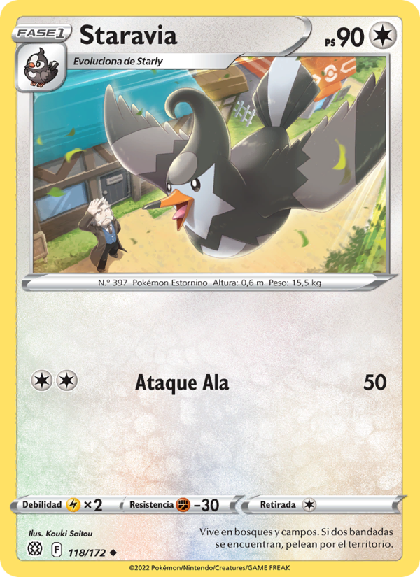 Staravia 118 — Brilliant Stars (Spanish Pokémon TCG card)