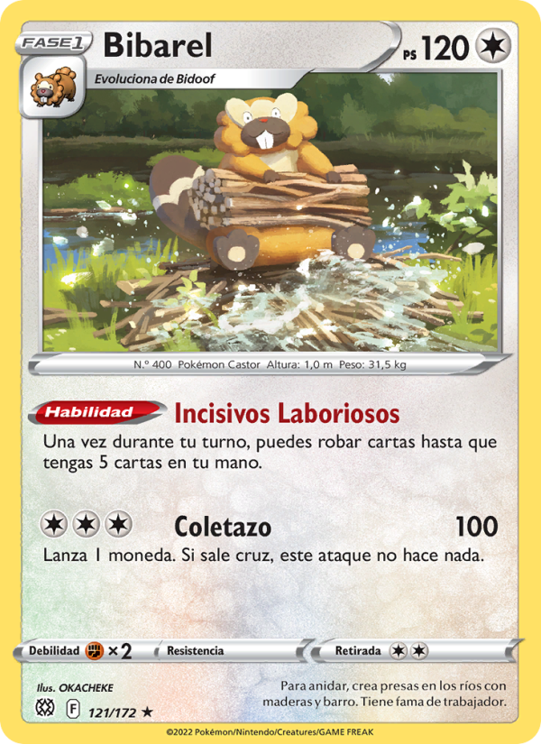 Bibarel 121 — Brilliant Stars (Spanish Pokémon TCG card)