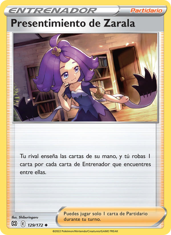 Presentimiento de Zarala 129 — Brilliant Stars (Spanish Pokémon TCG card)