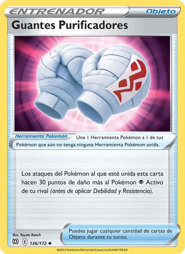 Guantes Purificadores 136 — Brilliant Stars (Spanish Pokémon TCG card)