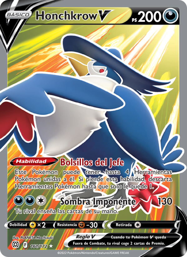 Honchkrow V 161 — Brilliant Stars (Spanish Pokémon TCG card)