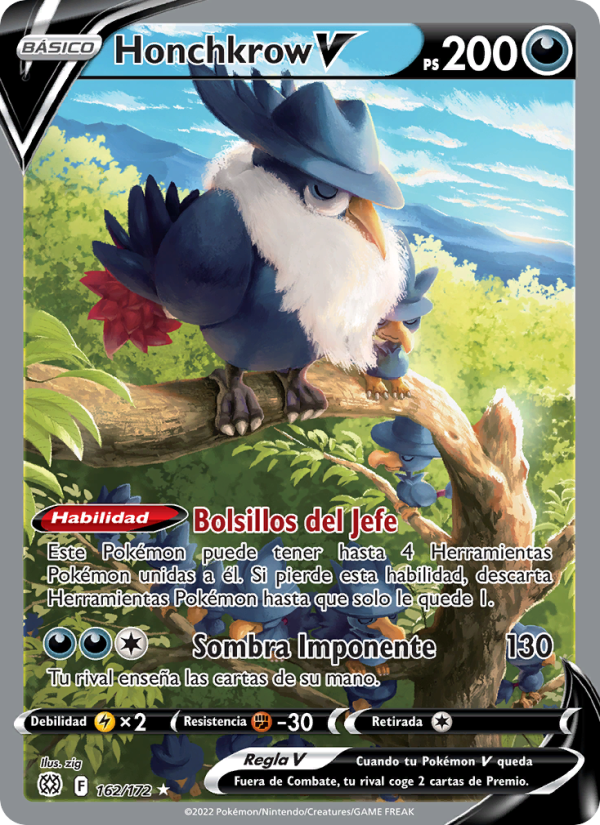 Honchkrow V 162 — Brilliant Stars (Spanish Pokémon TCG card)