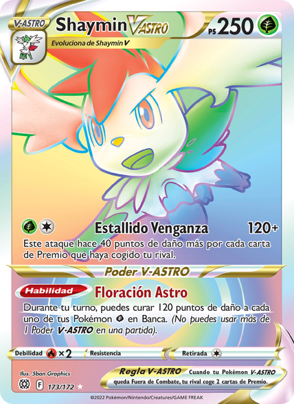 Shaymin V-ASTRO 173 — Brilliant Stars (Spanish Pokémon TCG card)