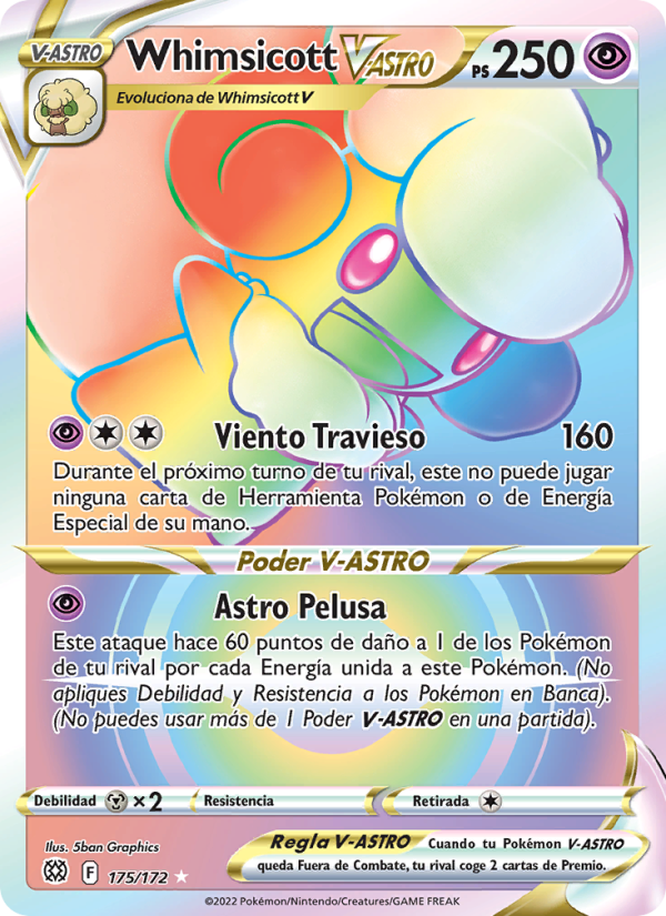 Whimsicott V-ASTRO 175 — Brilliant Stars (Spanish Pokémon TCG card)