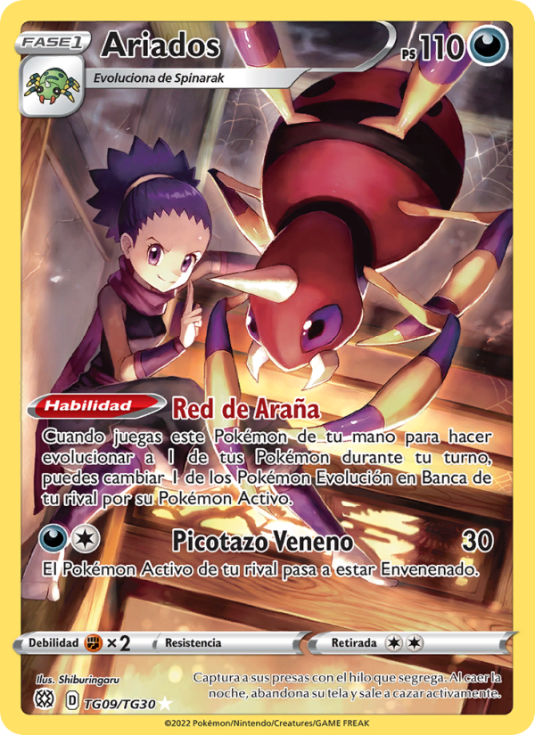 Ariados TG09 — Brilliant Stars (Spanish Pokémon TCG card)