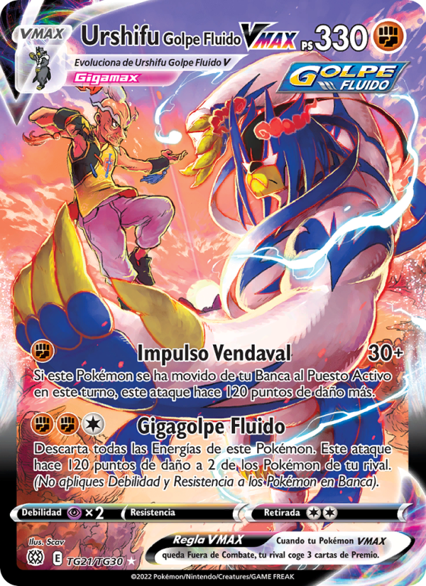 Urshifu Golpe Fluido VMAX TG21 — Brilliant Stars (Spanish Pokémon TCG card)