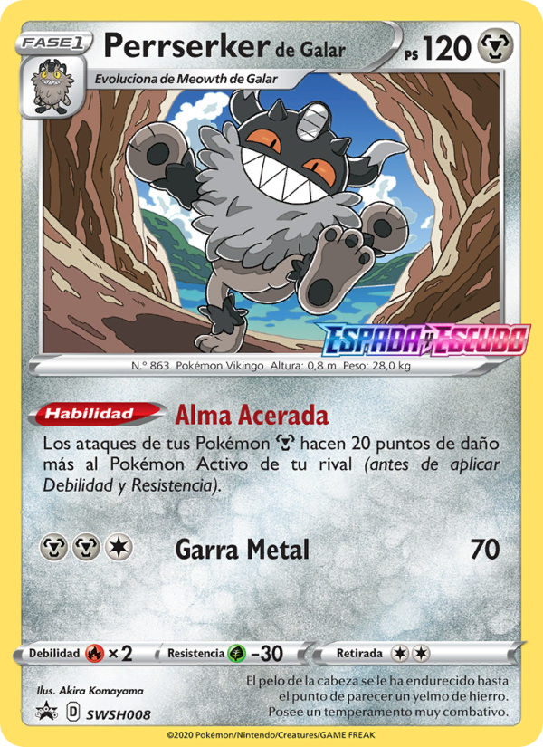 Perrserker de Galar SWSH008 — Sword & Shield Promos (Spanish Pokémon TCG card)