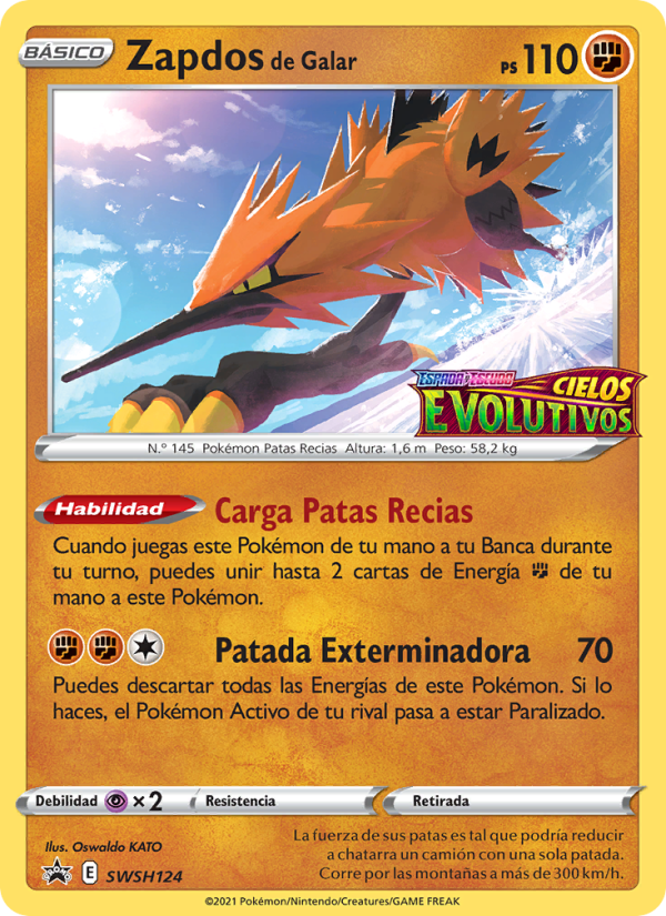 Zapdos de Galar SWSH124 — Sword & Shield Promos (Spanish Pokémon TCG card)