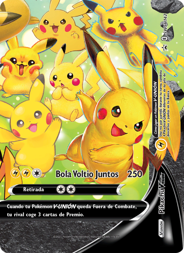 Pikachu V-UNIÓN SWSH142 — Sword & Shield Promos (Spanish Pokémon TCG card)