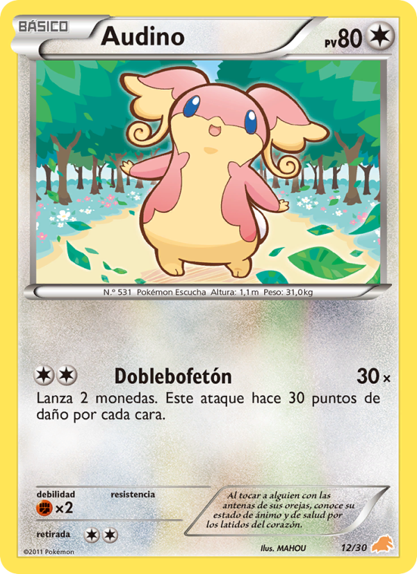 Audino 12 — BW trainer Kit (Excadrill) (Spanish Pokémon TCG card)