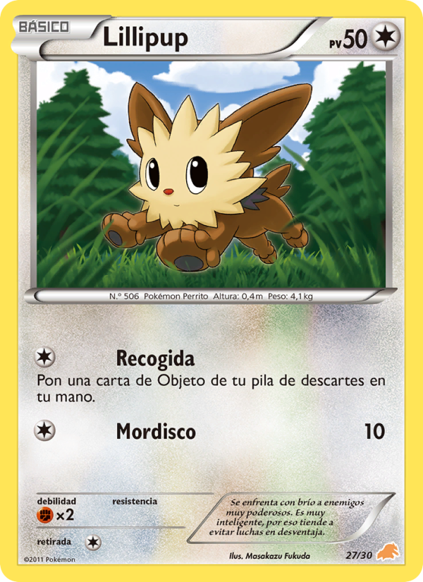 Lillipup 27 — BW trainer Kit (Excadrill) (Spanish Pokémon TCG card)