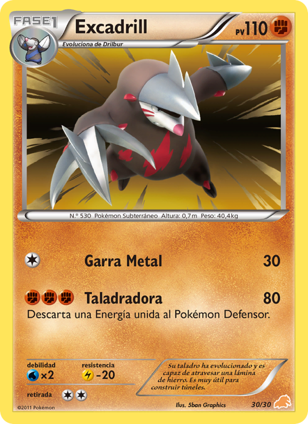Excadrill 30 — BW trainer Kit (Excadrill) (Spanish Pokémon TCG card)