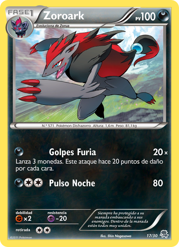 Zoroark 17 — BW trainer Kit (Zoroark) (Spanish Pokémon TCG card)