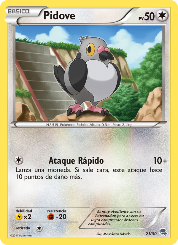 Pidove 21 — BW trainer Kit (Zoroark) (Spanish Pokémon TCG card)