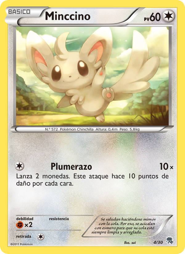 Minccino 4 — BW trainer Kit (Zoroark) (Spanish Pokémon TCG card)