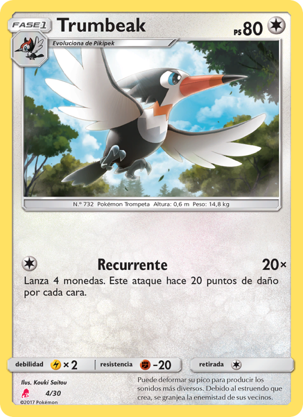 Trumbeak 4 — SM trainer Kit (Lycanroc) (Spanish Pokémon TCG card)