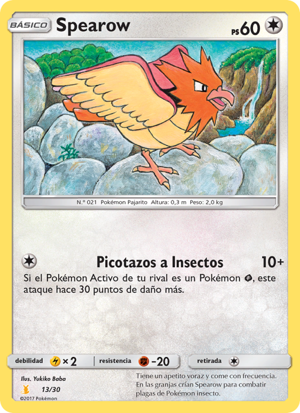 Spearow 13 — SM trainer Kit (Alolan Raichu) (Spanish Pokémon TCG card)
