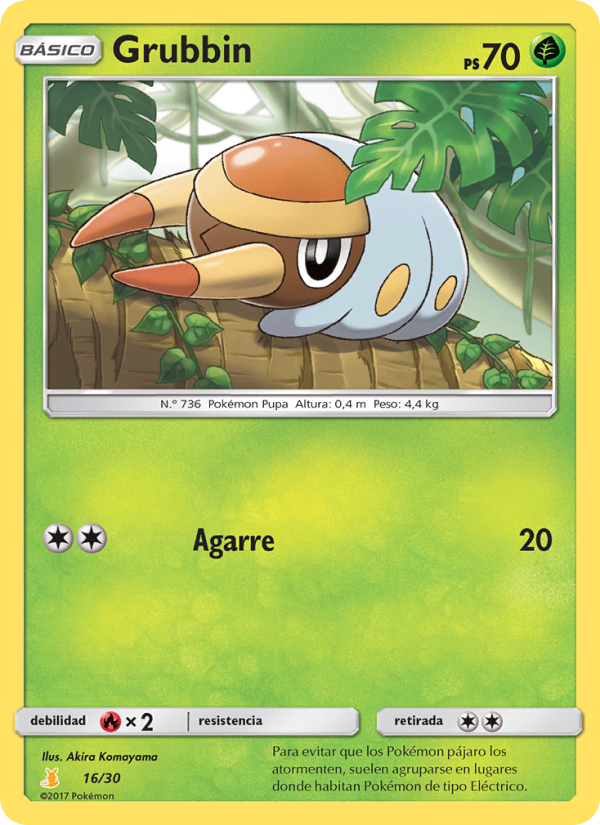 Grubbin 16 — SM trainer Kit (Alolan Raichu) (Spanish Pokémon TCG card)