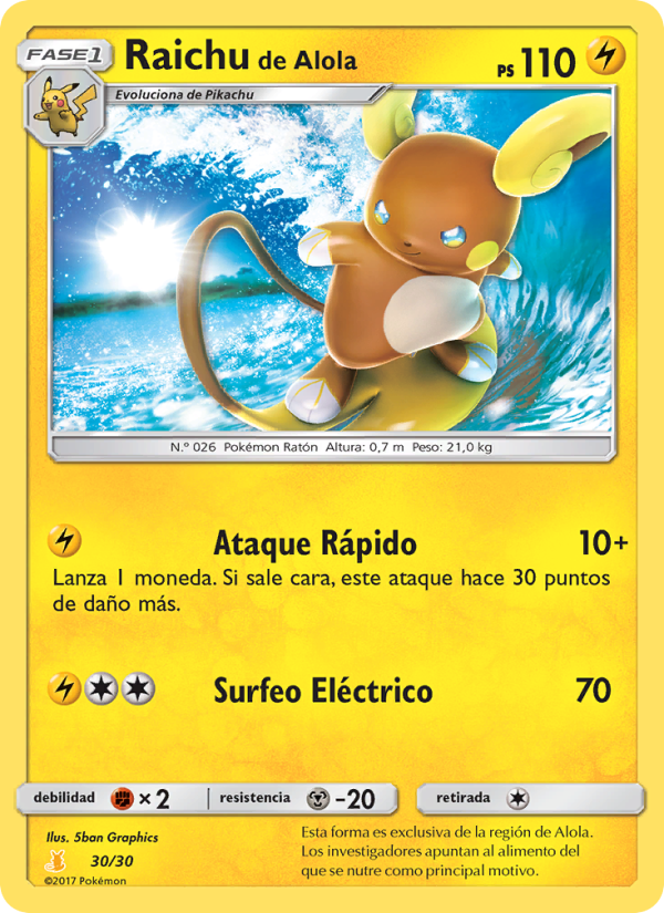 Raichu de Alola 30 — SM trainer Kit (Alolan Raichu) (Spanish Pokémon TCG card)