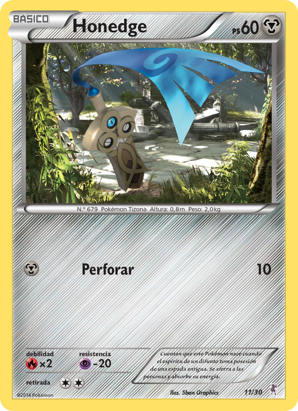 Honedge 11 — XY trainer Kit (Bisharp) (Spanish Pokémon TCG card)